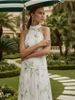 Summer Elegant Printed High Neck Dress Women's Waist Cinching Slim Long Resort Style European American Cross Border Fashion_ecoleips.com