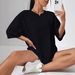European And American Women's Casual Multi-color Round-neck Short-sleeve Simple Fashion Sports Top, Solid Color Loose_ecoleips.com
