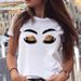 Wholesale Cross-border Round-neck Plus-size Clothing, Colorful Eyelash Pattern Women's Short-sleeve T-shirts For Summer_ecoleips.com