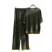 Trendy 3D Print Knit Two-Piece Set - Loose Fit Sleeveless Top & Split Hem Pants | Streetwear Outfit | Spring Collection_ecoleips.com