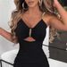 Independent Station Fashion Slit Chain Hollow Out Bodycon Sleeveless V-Neck Women's Dress_ecoleips.com