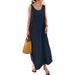 New Summer Cross-Border Solid Color Cotton-Linen Sleeveless Dress, Casual Loose Fit, Slimming Tank Long Dress For Women_ecoleips.com