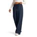 K Women's Drawstring Plain Color Waist-cinching Fashion Wide-leg Casual Trousers_ecoleips.com
