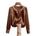 2026 Independent Site Spring/Summer French Style High-End Pearl Satin V-Neck Shirt Top For Women_ecoleips.com