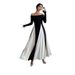 Women's Clothing New Fashion Trend U Neck Splicing Long Skirt Contrast Color Temperament Long Sleeve Dress_ecoleips.com