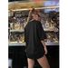 Women's Casual Black T-Shirt round Neck Short Sleeve Breathable Cotton Polyester Top Loose Fit Print Design for Spring/Autumn Summer_ecoleips.com