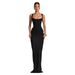 Cross-Border Spring 2026 Women's Slim Fit Fishbone Strap Long Dress Pure Color Bodycon Dress Sexy Style Shoulderless Gown_ecoleips.com