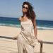 Polka Dot Sleeveless Top & Tied-Waist Pants Set – Lightweight Summer Two-Piece Outfit For Women (Beige)_ecoleips.com