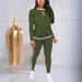Women's Clothing Women's Long Sleeve Side Stripe Tracksuit Set Comfortable Casual Two-Piece Outfit_ecoleips.com