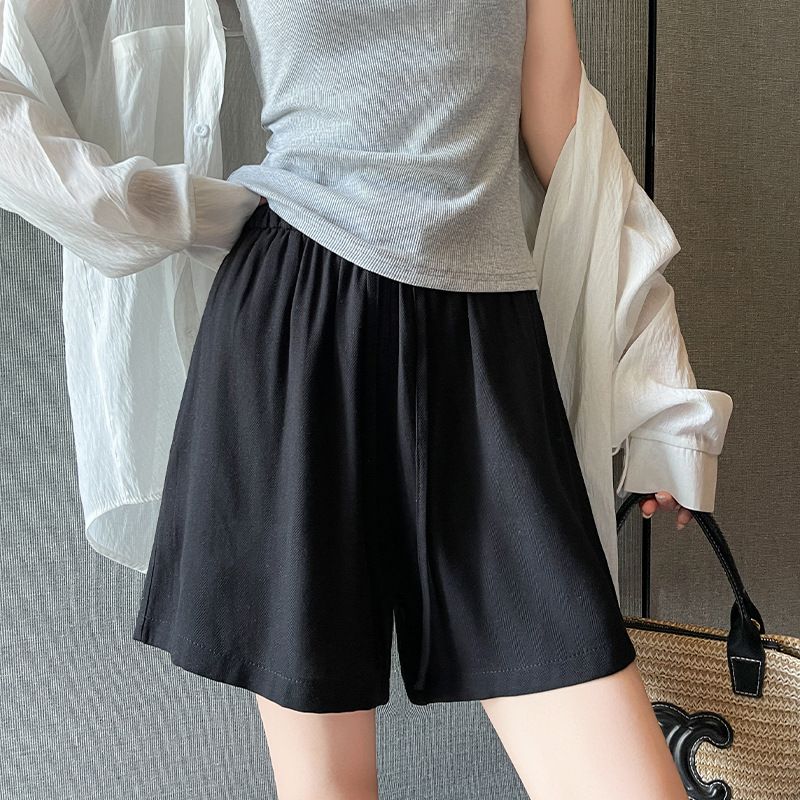 K Women's New Thin Sports Wide Leg Shorts For Wearing Outside Casual Cropped Pants_ecoleips.com