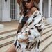 Luxury Faux Fur Coat For Women - Trendy Winter Outerwear With Mixed Color Design, Elegant Round Neck, Long Sleeve Office Wear (S-XXXL)_ecoleips.com