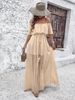 European And American 2025 Summer New Vacation Style Sexy Off-Shoulder Solid Color Dress Cross-Border_ecoleips.com