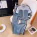 Women's Summer New Fashion Fashionable Fat Women's Suit Short-sleeved Denim Suit Plus Size Women's Casual Age-reducing Two-piece Suit Trend_ecoleips.com