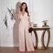 Women's Clothing New Summer Solid Color Short Sleeve Long Pants V Neck Waist Slim Jumpsuit Women's Clothing_ecoleips.com