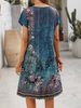 Plus-size Elegant Dress, Women's Summer Vacation Short-sleeved Dress, Geometric Print Dress, Suitable For Daily Commuting Or Vacation._ecoleips.com