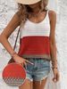 Women's Vacation Color Block Knit Camisole, Sleeveless Scoop Neck Casual Tank_ecoleips.com