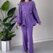 Women's clothing round neck bat sleeve pleated large swing top temperament elegant suit_ecoleips.com