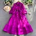 Elegant Full Skirted Dress European American High End Design Mesh Splicing Lace Lantern Sleeves Waist Cinching Slimming_ecoleips.com