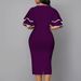 Elegant Women Dress 2021 Summer Fashion V Neck Short Sleeve Sexy Slim Dress Vintage Patchwork Casual Lady Party Dresses Vestido_ecoleips.com