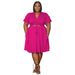 Women's Clothing New Lotus Leaf Sleeve Lace Short Skirt Pocket V Neck Large Size Skirt Suit_ecoleips.com