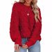 Aria Basics Aria Basics 2025 Autumn Winter New Cross-Border European American Foreign Trade Pom-Pom Knit Loose Long Sleeve Pullover_ecoleips.com