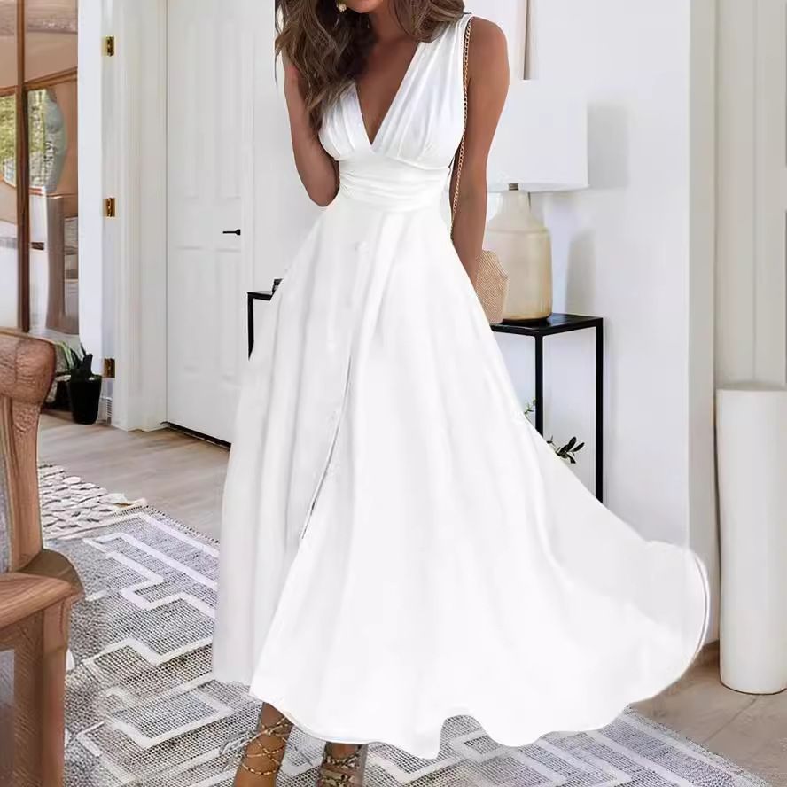 2024 Independent Station New European And American V-neck Wrap-Bust Waist-Cinching Dress_ecoleips.com