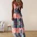 Women's Casual Long Maxi Dress Stylish V‑Neck Spaghetti Strap Design For Daily & Vacation Wear_ecoleips.com