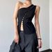 Women's Sleeveless Vest Fashionable Design Slanted Neck Hook Button Spring New Style Clothing_ecoleips.com