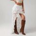 Summer Lace Midi Skirt Women's Denim Style Irregular Design Sexy Fashion Independent Website_ecoleips.com