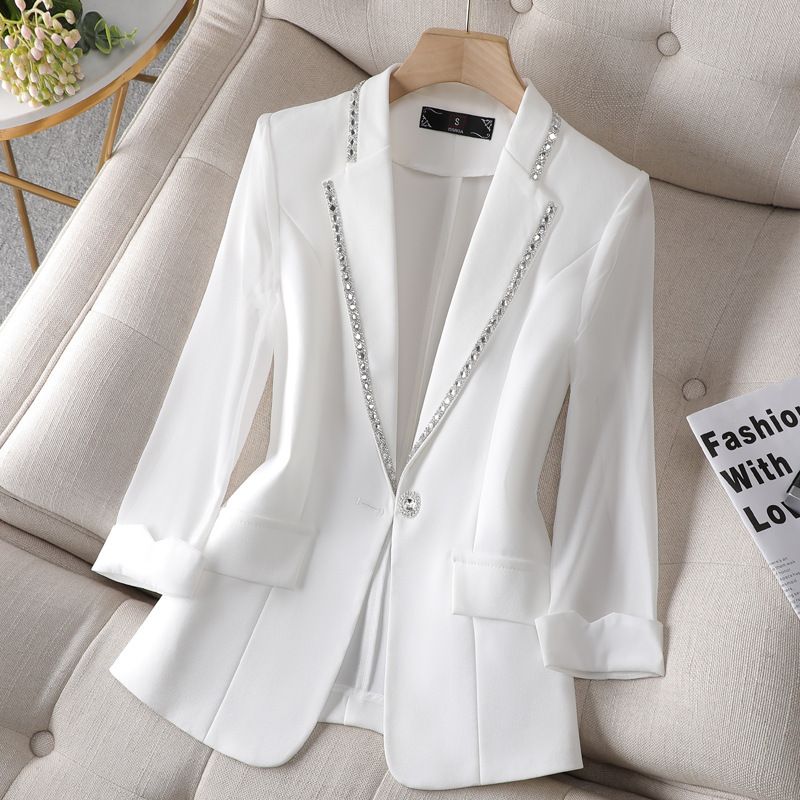 Women's Clothing White Small Suit Jacket For Women 2023 New Spring And Autumn Korean Style Casual High-end Fashion Suit Ladies Tops_ecoleips.com