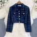 Women's Autumn Winter Tweed Jacket Set Long Sleeve Waist Vest Hip Dress Two Piece Outfit Xiaoxiang Style Temperament_ecoleips.com