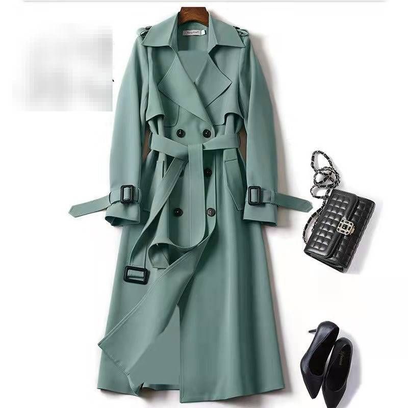 Women's Trench Coat Mid-Length Slim Fit Double-Breasted Classic British Style Overcoat With Checkered Lining (Available In 7 Sizes & 14 Colors)_ecoleips.com