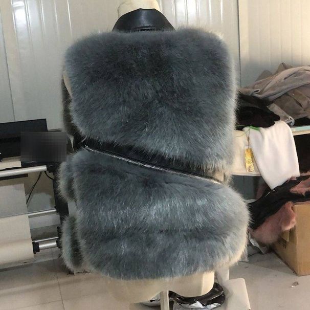 Women's Faux Fur Vest Jacket - Slim Fit Short Sleeveless Coat With Polo Collar, Winter Fashion Outerwear For Stylish Layering_ecoleips.com