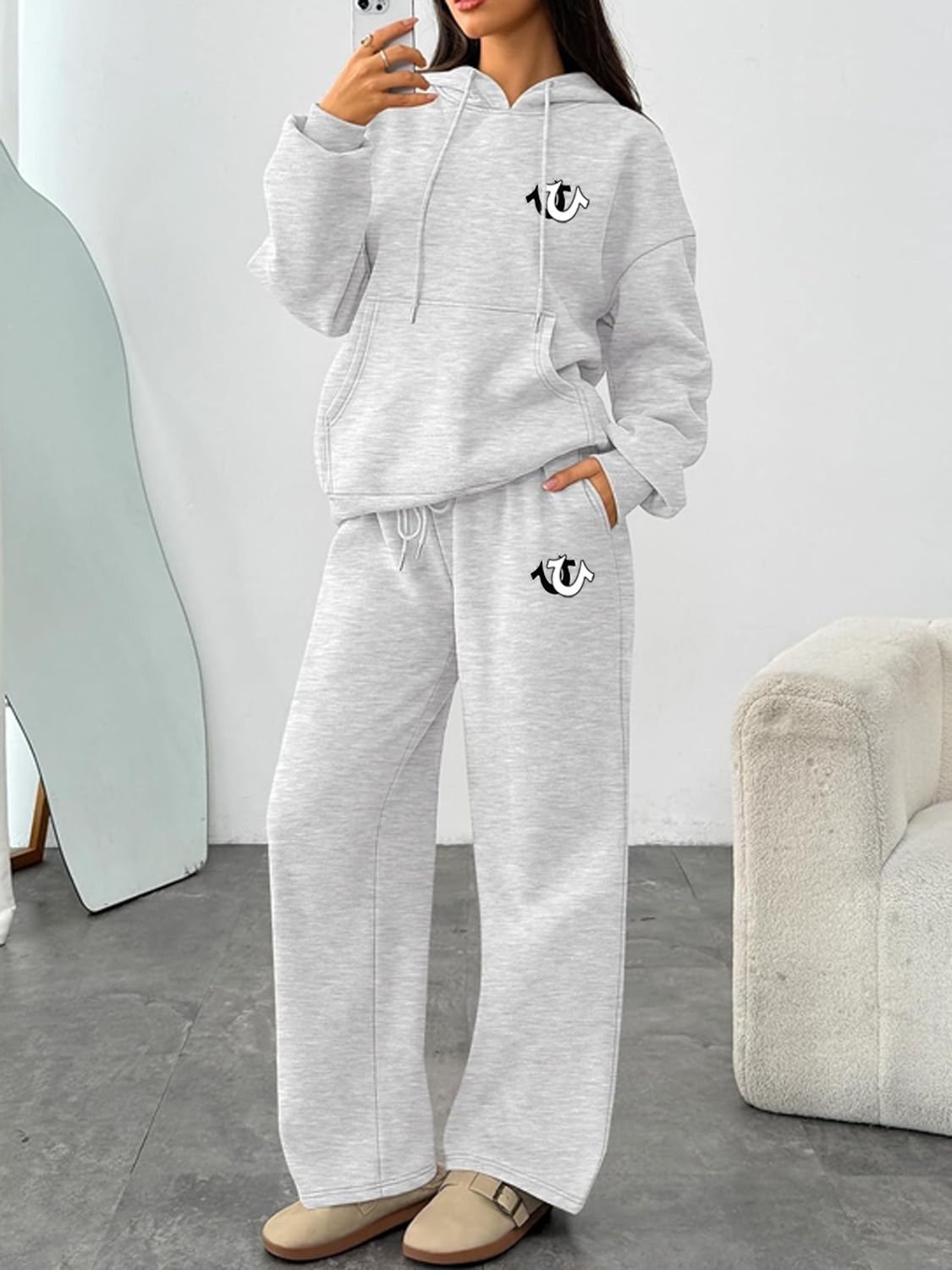 Unisex Printed Fleece Tracksuit - Full-Zip Hoodie & Jogger Set For Streetwear Comfort-B5_ecoleips.com