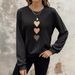 Women's Trendy Round Neck Pullover Sweatshirt Heart Print Fashionable And Versatile European And American Style Foreign Trade Outerwear For Autumn_ecoleips.com