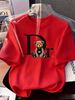 Fashion Sara Home 100% Cotton Women's Summer Fashion T-Shirt Trendy Loose Fit Casual Short Sleeve Printed Bear Top Black White_ecoleips.com