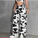 Women's High-Waisted Cow Print Wide Leg Pants Slimming Straight Leg Faux Jeans European American Style Retro Y2K Unique Print_ecoleips.com
