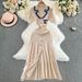 YuooMuoo Women Dress 2024 New Arrival Women Knitted Maxi Dress Elegant Notched Embroidery Long Shirt Dress Lady Sweater Vestidos_ecoleips.com