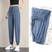 1pcs Summer Womens Ice Silk Pants Female High Elastic Waist Drawstring Pocket Loose Straight Trousers Student Sports Harun Pants_ecoleips.com