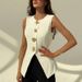 Women's Artistic V Neck Vest Loose Fitting Versatile Waist Cinching Top New Casual Outerwear_ecoleips.com