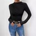 2026 Cross-Border European And American Solid Color Slim Fit Base Shirt Versatile Ruched Design Long Sleeve T-Shirt_ecoleips.com