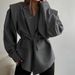 Women's V Neck Jacket Loose Versatile Slimming Lace Up Fashion Outerwear European American Style Autumn Winter New_ecoleips.com