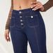 Women's Clothing Buttoned Up Slim Fit Bootcut Jeans For Women High Waisted Spliced trousers_ecoleips.com