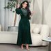 Verve Because500219 Muslim Dubai Velvet Evening Gown Robe Blue Water Drop Rhinestone Jalabiya Women's Wear_ecoleips.com