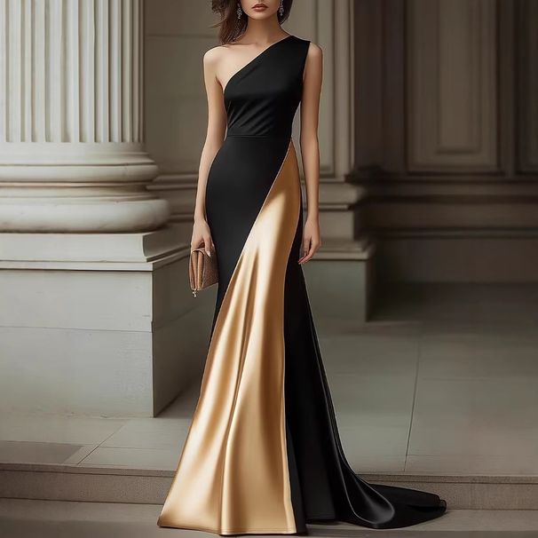 Ng2510292 European And American Cro-border Dre, Black Straple Evening Gown, Engagement Show, High-end, Elegant, Slimming_ecoleips.com