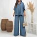 Women’s Casual Loose-Fit Solid Color Shirt Set – Trendy Spring/Summer Two-Piece Outfit_ecoleips.com