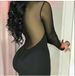 2025 Women's Long Sleeve Semi-Transparent Geometric Evening Polyester Mini Dress_ecoleips.com