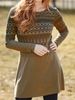 Autumn And Winter New Plush Celebrity Style Printing Long-sleeved Crew Neck Dress Women's Clothing_ecoleips.com
