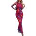Women's Clothing Autumn Long Sleeved Floral Print Tight Pleated Sexy Dress_ecoleips.com