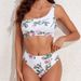 Women's Clothing Three Piece Bikini Set Mesh Sun Protection Print Cover Up Swimsuit Sexy Vacation Style_ecoleips.com